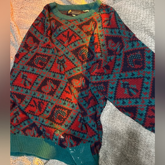 Retro oversized knit patterned sweater (L) - Picture 3 of 3